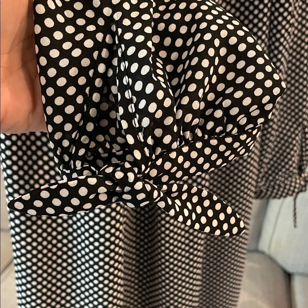 Express Black and White Polka Dot Long Sleeve Dress - Picture 4 of 4